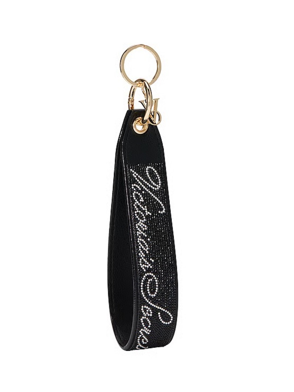 Victoria's Secret Wristlet Strap Black Sparkle Signature Logo Keychain